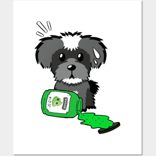 Cute schnauzer Spilled Wasabi sauce Posters and Art